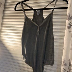 Fashion Nova- Gray Racer Back Body Suit